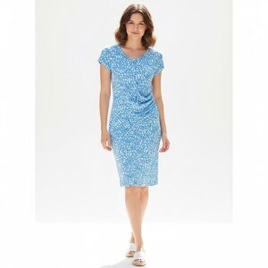 New York & Company Blue White Stretch Dress Small